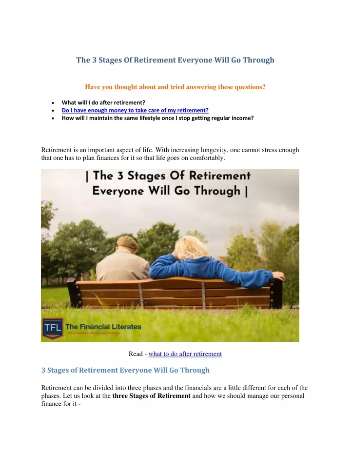 the 3 stages of retirement everyone will