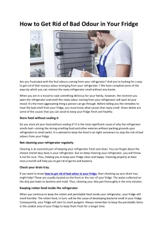 How to Get Rid of Bad Odour in Your Fridge
