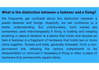 what is the distinction between a fastener and a fixing