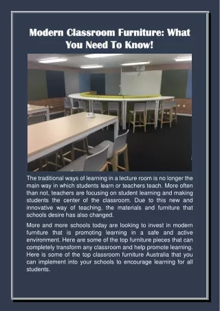 Modern Classroom Furniture - What You Need To Know!