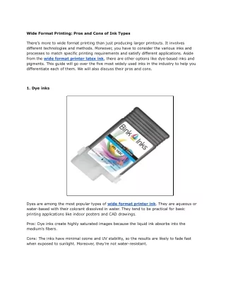 wide format printing pros and cons of ink types
