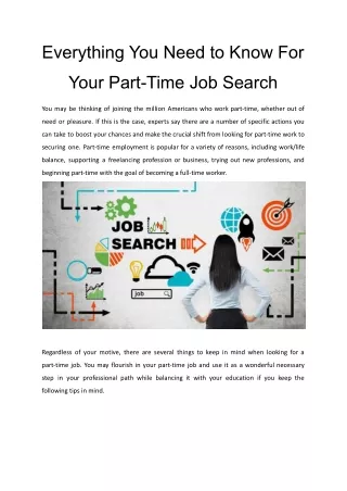 Things to Know For Your Part-Time Jobs