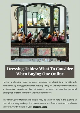 dressing tables what to consider when buying
