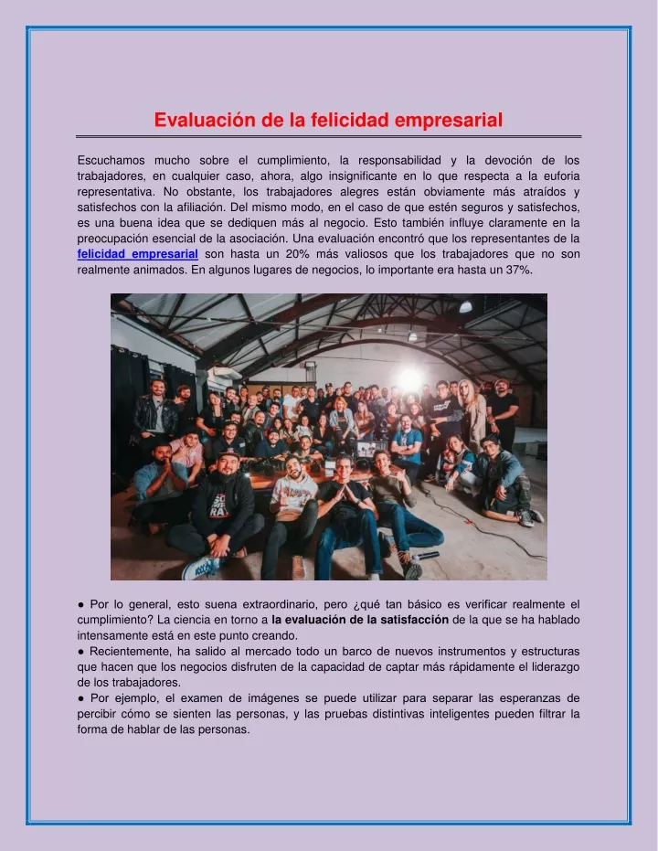 evaluaci n de la felicidad empresarial