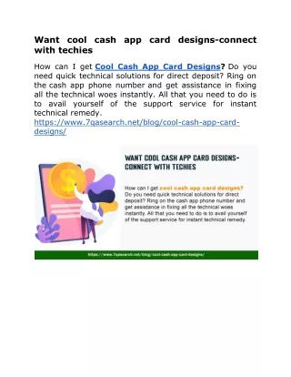 Want cool cash app card designs-connect with techies