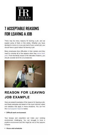 7 acceptable reasons for leaving a job