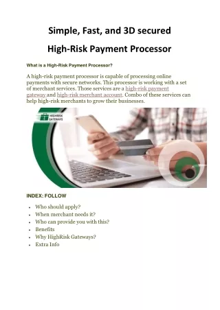 simple fast and 3d secured high risk payment processor
