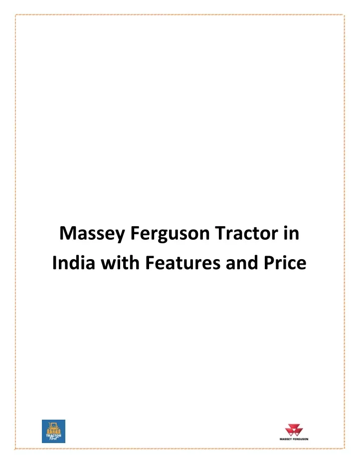 massey ferguson tractor in india with features