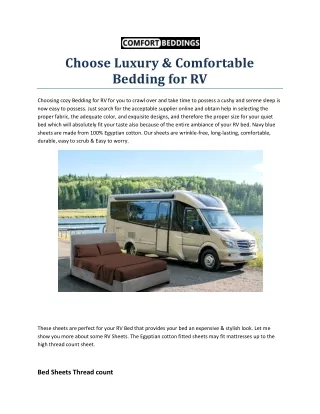 choose luxury comfortable bedding for rv