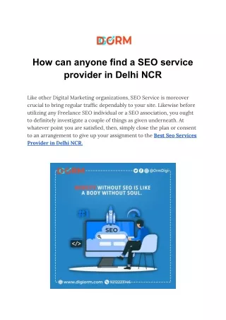 how can anyone find a seo service provider