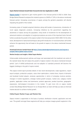 sepsis market estimate growth rate forecast