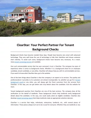 ClearStar Your Perfect Partner For Tenant Background Checks