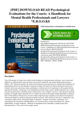 [PDF] DOWNLOAD READ Psychological Evaluations for the Courts A Handbook for Mental Health Professionals and Lawyers E.B.
