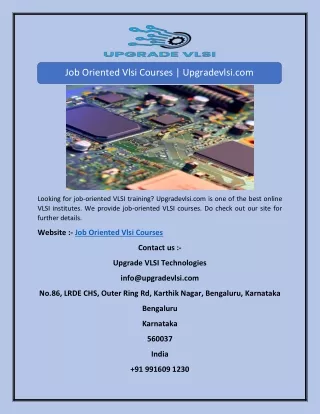 job oriented vlsi courses upgradevlsi com