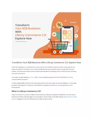 Transform Your B2B Business With Liferay Commerce 3.0: Explore How