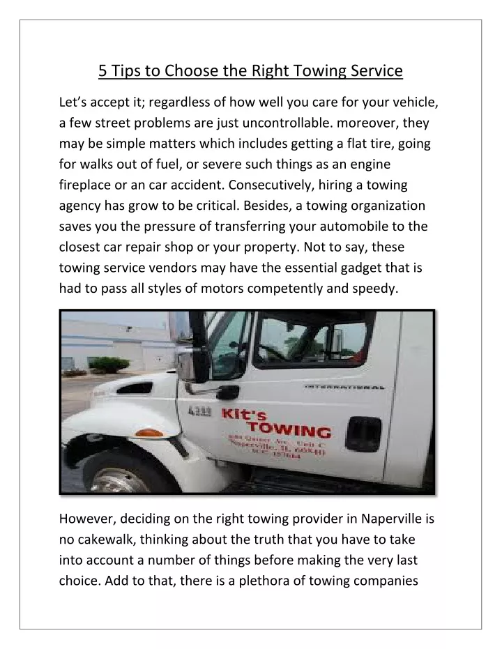 5 tips to choose the right towing service