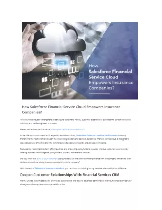 How Salesforce Financial Service Cloud Empowers Insurance Companies?
