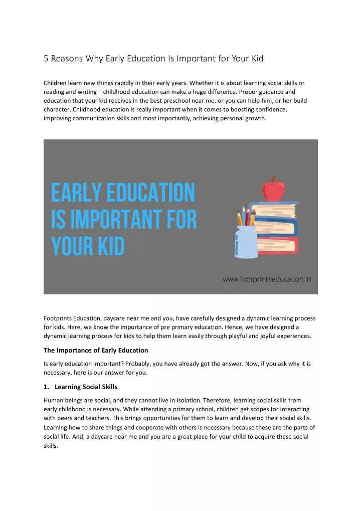 5 reasons why early education is important