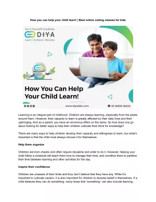 How you can help your child learn! _ Best online coding classes for kids