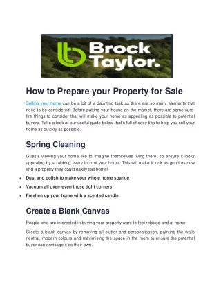 how to prepare your property for sale