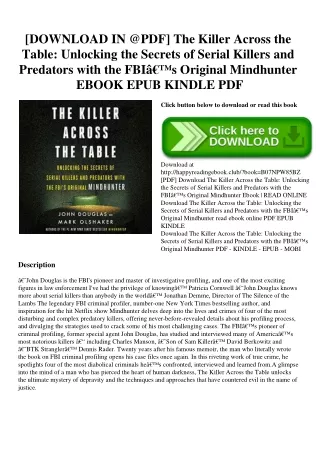 [DOWNLOAD IN @PDF] The Killer Across the Table Unlocking the Secrets of Serial Killers and Predators with the FBIâ€™s Or