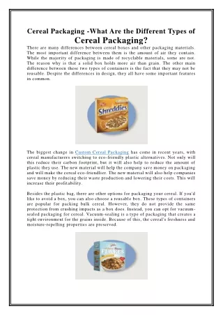 cereal packaging what are the different types