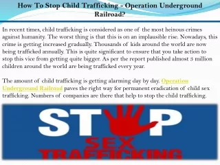how to stop child trafficking operation