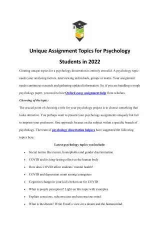 unique assignment topics for psychology