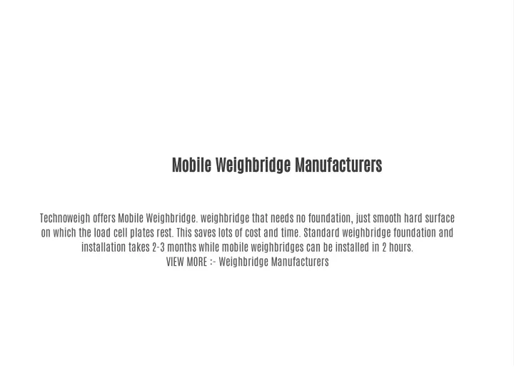 mobile weighbridge manufacturers