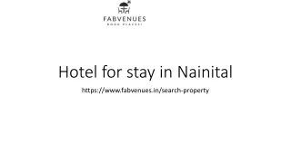 Hotel for stay in nainital