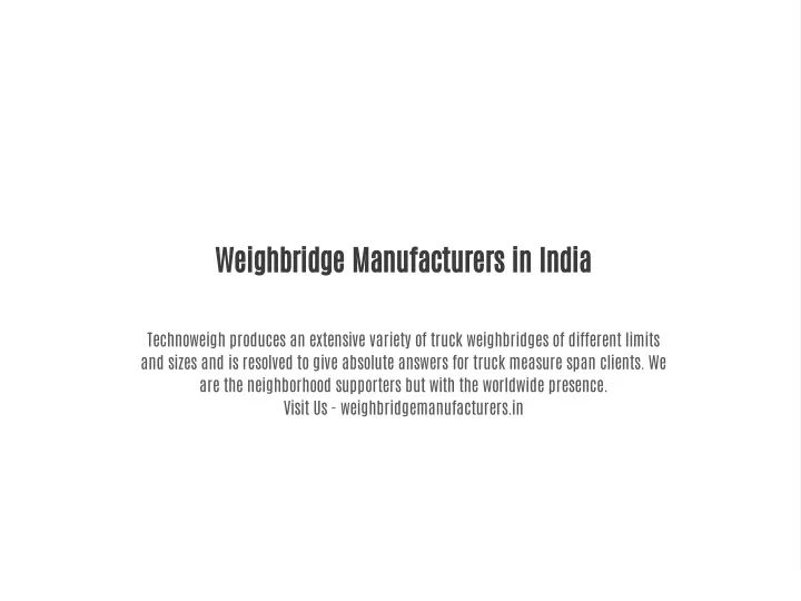 weighbridge manufacturers in india