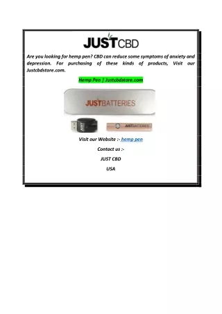 Hemp Pen  Justcbdstore.com