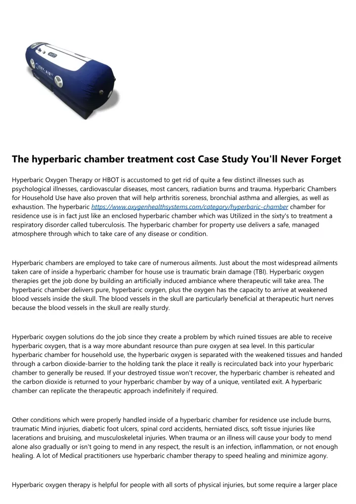 the hyperbaric chamber treatment cost case study