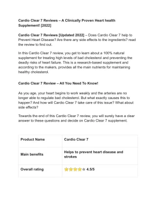 Cardio Clear 7 Reviews