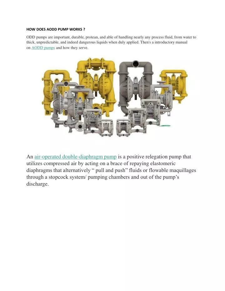 how does aodd pump works odd pumps are important