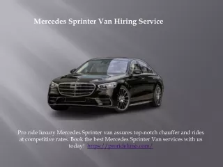 Mercedes Sprinter Van Hiring Service