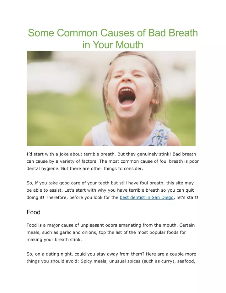 some common causes of bad breath in your mouth