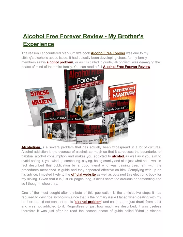 alcohol free forever review my brother