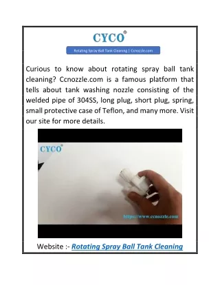 Rotating Spray Ball Tank Cleaning  Ccnozzle.com