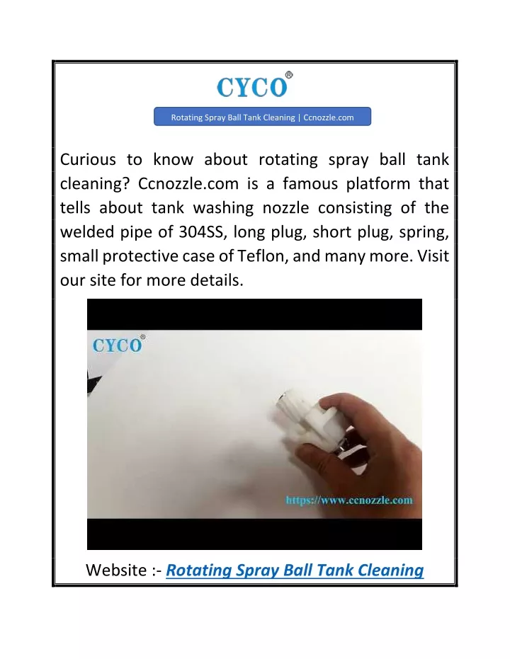 rotating spray ball tank cleaning ccnozzle com