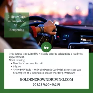 5 hour class in tuckahoe ny reopening