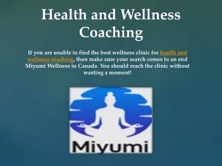 Health and Wellness Coaching