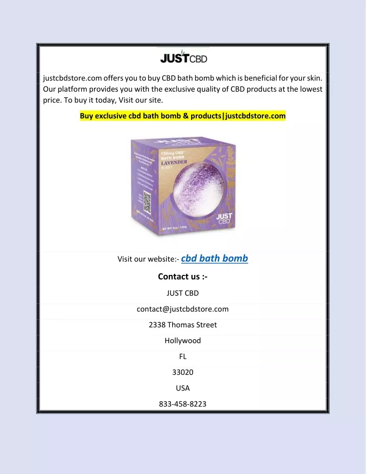 justcbdstore com offers you to buy cbd bath bomb