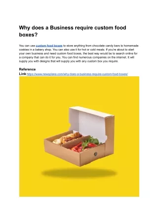 why does a business require custom food boxes