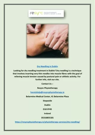 Dry Needling in Dublin | Resyncphysiotherapy.ie