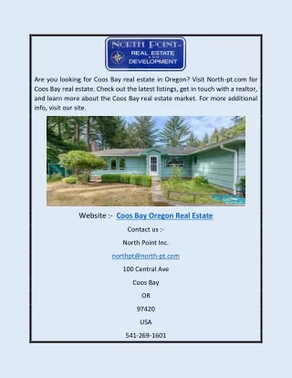 Coos Bay Oregon Real Estate | North-pt.com