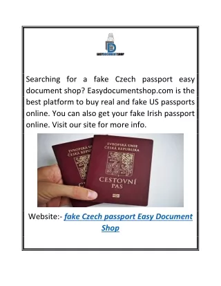 Fake Czech Passport Easy Document Shop | Easydocumentshop.com