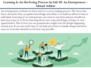 learning is an on going process in life