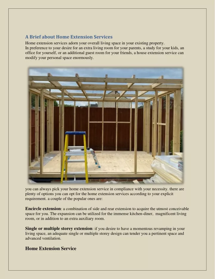 a brief about home extension services home