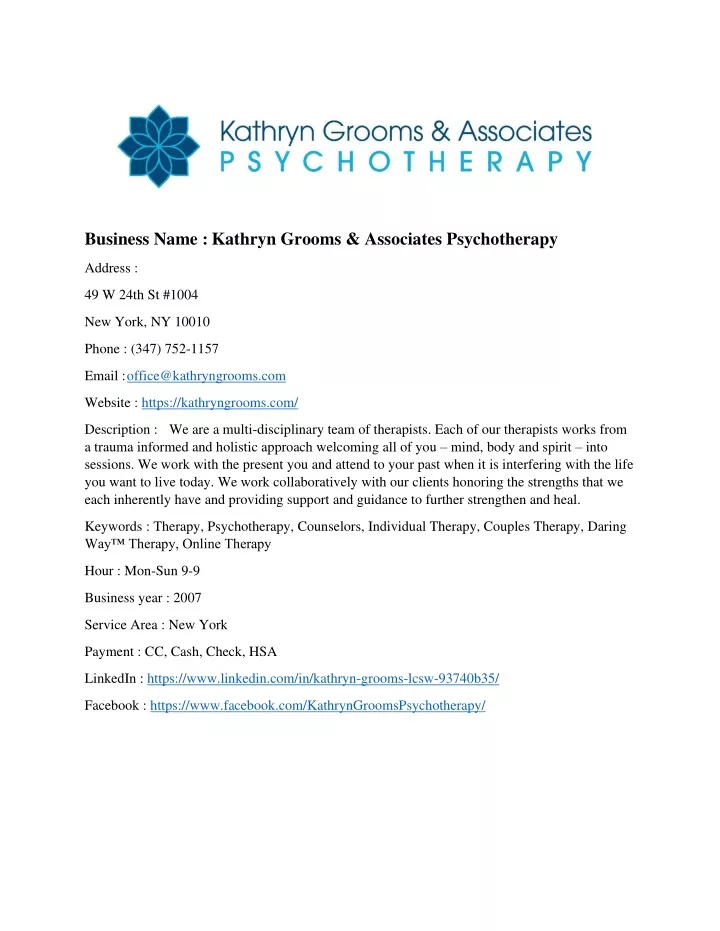 business name kathryn grooms associates